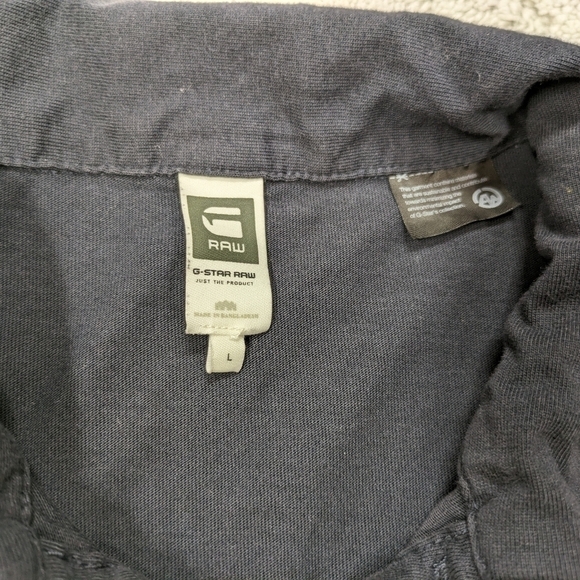 G-Star Raw Polo Shirt Men's L Blue Navy Fenster Short Sleeve Cotton Spellout - Picture 3 of 9